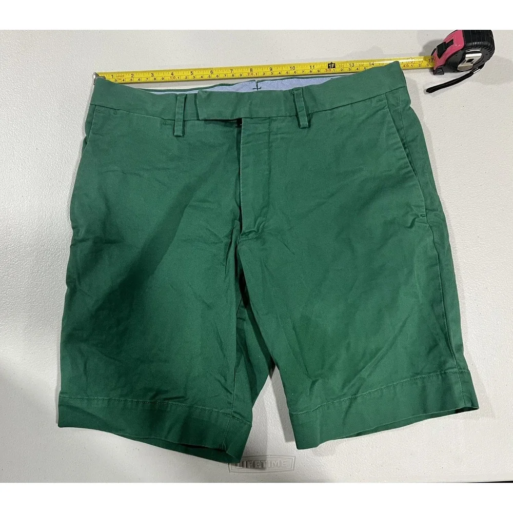 Polo Ralph Lauren Mens Green Chino Shorts Sz 30 97% Cotton Stretch Slim Fit 0046
